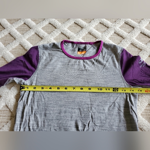 Icebreaker 100% Merino Wool Gray & Purple Long Sleeve Shirt Size S Outdoor Boho - Picture 5 of 10
